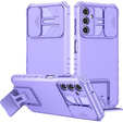 Etui pancerne do Samsung Galaxy A14 4G/5G, Camshield z podstawką, Fioletowe