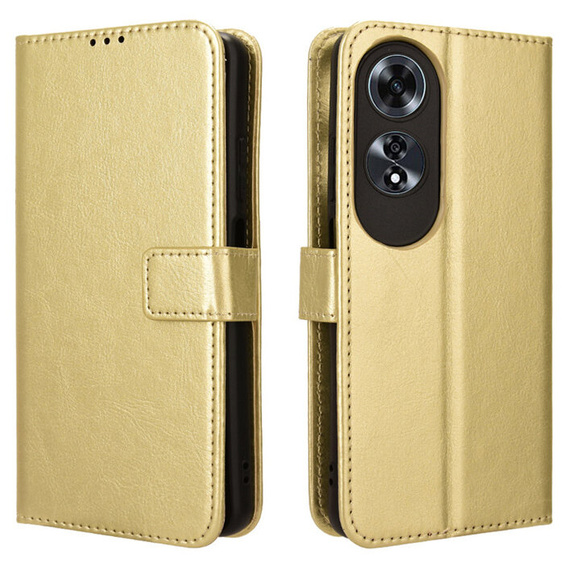 Etui z klapką do Oppo A60, Crazy Horse Wallet, złote
