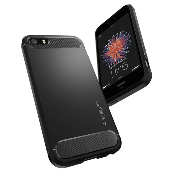 Etui Spigen do iPhone 5 5S SE, Rugged Armor, czarne