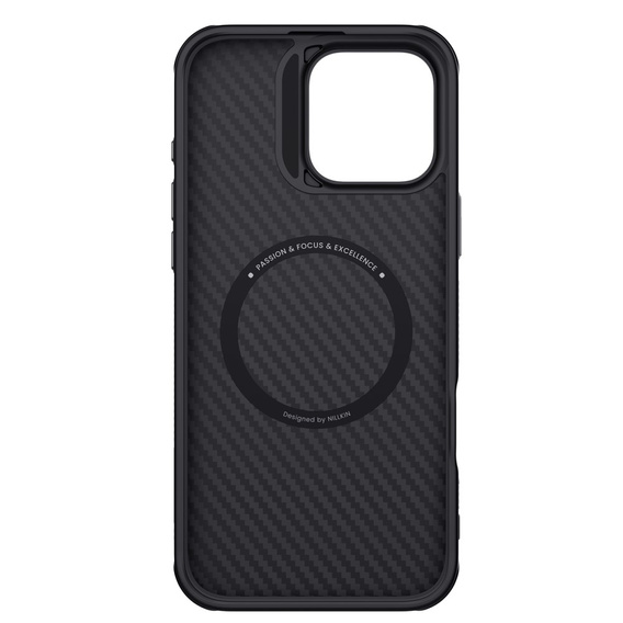 Etui do iPhone 16 Pro Max, pancerne Nillkin, Carbon Fiber, do Magsafe, złote