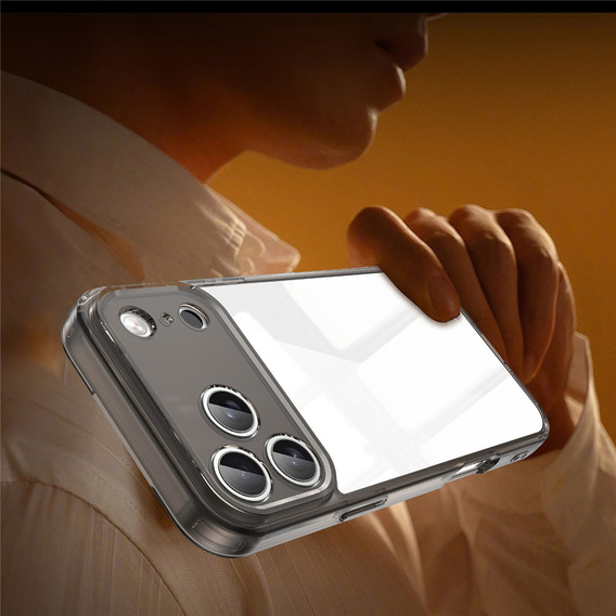 Etui silikonowe do iPhone 17 Pro Max, z twardym tyłem, przydymione czarne