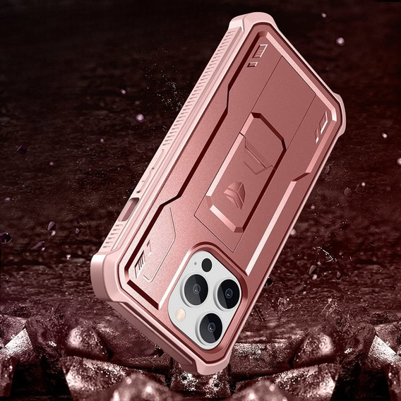 Etui pancerne do iPhone 13 Pro Max, Dexnor Full Body, różowe