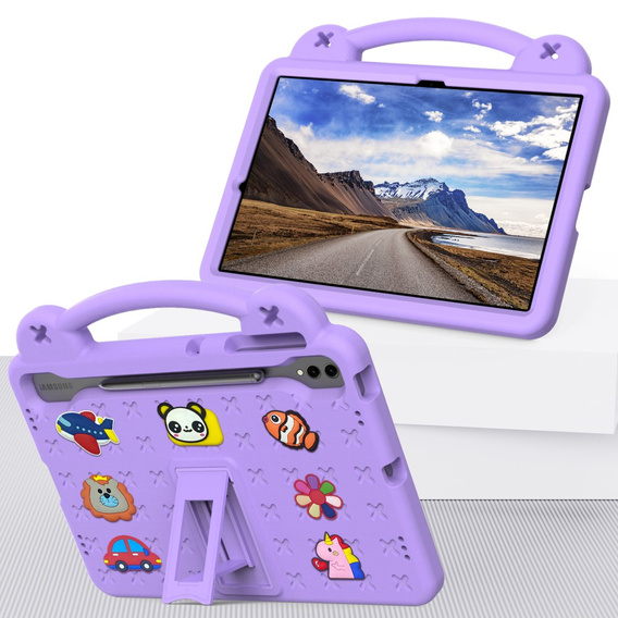 Etui do Samsung Galaxy Tab S10+ Plus, Cute Patterns, z podstawką, fioletowe