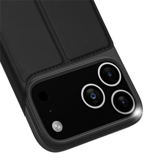 Etui Dux Ducis do iPhone 17 Pro Max, Skin Pro, z klapką, z miejscem na kartę, czarne