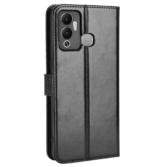 Etui z klapką do Infinix Hot 12 Play 4G, Crazy Horse Wallet, czarne