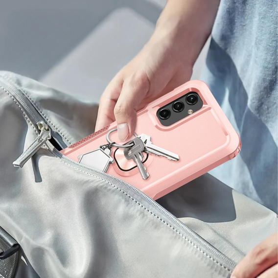 Etui do Samsung Galaxy A14 4G/5G, pancerne z ringiem, różowe rose gold