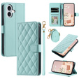 Etui z klapką do iPhone 16, Rhombus Crossbody Leather, zielone