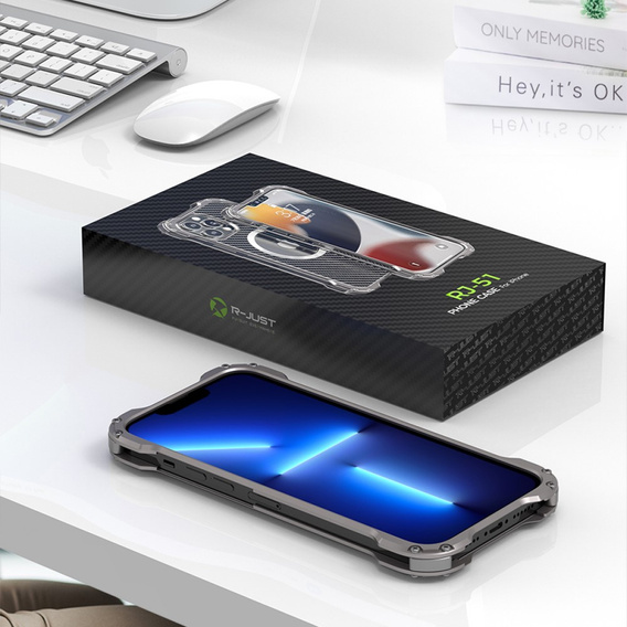 Etui R-JUST do iPhone 13 Pro, pancerne, do MagSafe, czarne