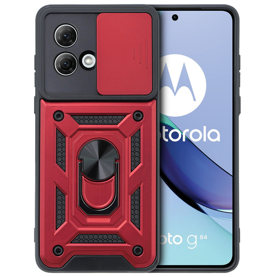 Etui pancerne do Motorola Moto G84 5G, CamShield Slide, czerwone