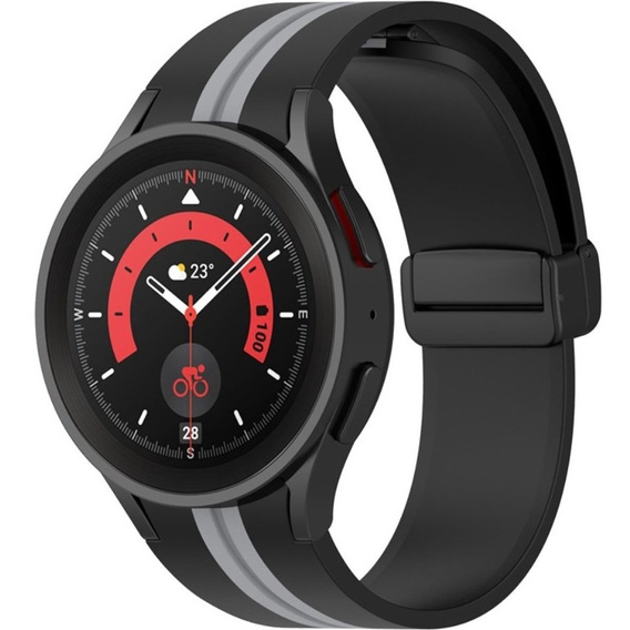Pasek Silikonowy do Samsung Galaxy Watch 4/5/6 40/42/43/44/45/46/47mm, Czarny / Szary