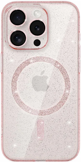 Etui do iPhone 16 Pro Max, ERBORD Glitter MagSafe, różowe + Szkło na ekran