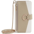 Etui z klapką do Honor Magic 6 Lite 5G, Wallet Zipper Pocket, z lusterkiem, białe