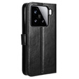 Etui z klapką do Xiaomi 15, Crazy Horse Wallet, czarne