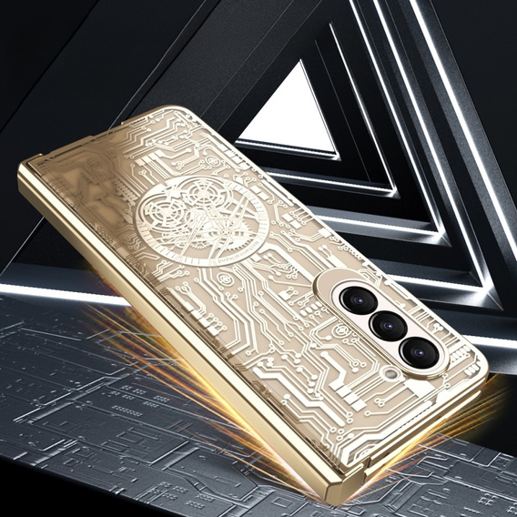 Etui do Samsung Galaxy Z Fold 5 5G, Mechanical Legend, złote