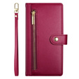 Etui z klapką do Oppo Reno 13F 5G, Wallet Zipper Pocket, czerwone