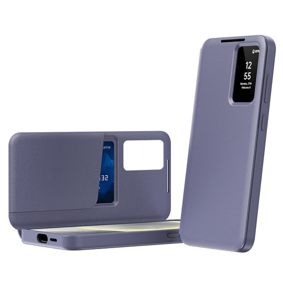 Etui z klapką do Samsung Galaxy S24 FE, Smart View Wallet, lawendowe