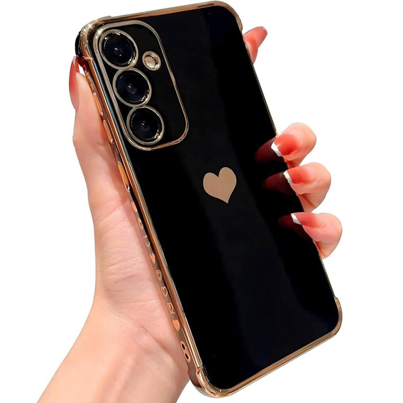 Etui do Samsung Galaxy A25 5G, Electro heart, czarne + Szkło Full Glue Ceramic
