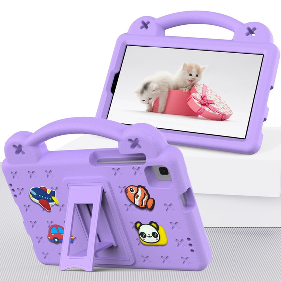Etui do Samsung Galaxy Tab A7 Lite 8.7 T220/T225, Cute Patterns, z podstawką, Fioletowe