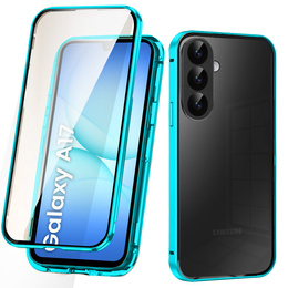Etui do Samsung Galaxy A17 5G, Magnetic Dual Glass, przezroczyste z niebieskimi bokami