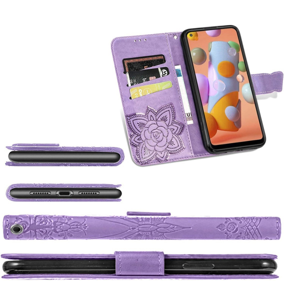 Etui z klapką do Oppo A40 / Oppo A40m, Butterfly, fioletowe