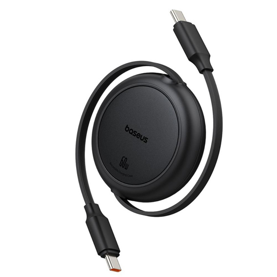 Baseus Free2Pull Mini – zwijany kabel USB‑C 60W, 1m - czarny