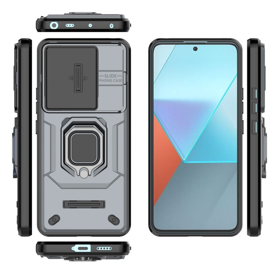 Etui KickStand Camera Lens do Xiaomi Redmi Note 13 Pro 5G, szare