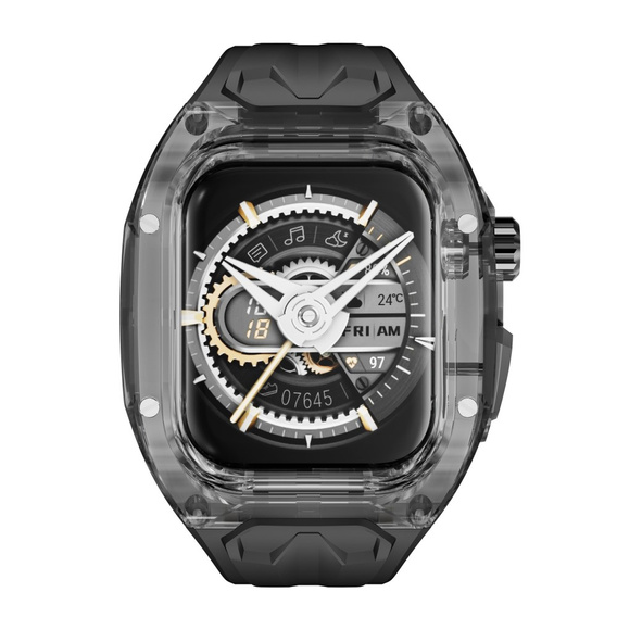 Pasek Silikonowy z Etui do Apple Watch 4/5/6/7/8/9/SE 44/45MM, Czarny