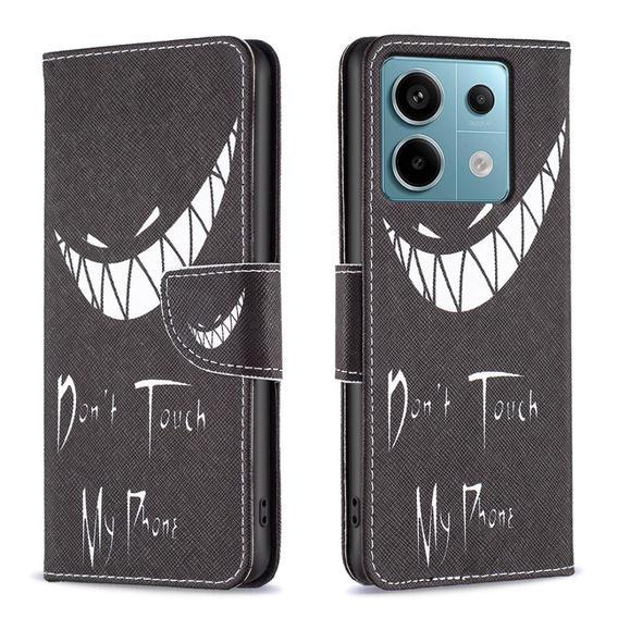 Etui z klapką do Xiaomi Redmi Note 13 Pro 5G, Wallet, Don't Touch My Phone czarne