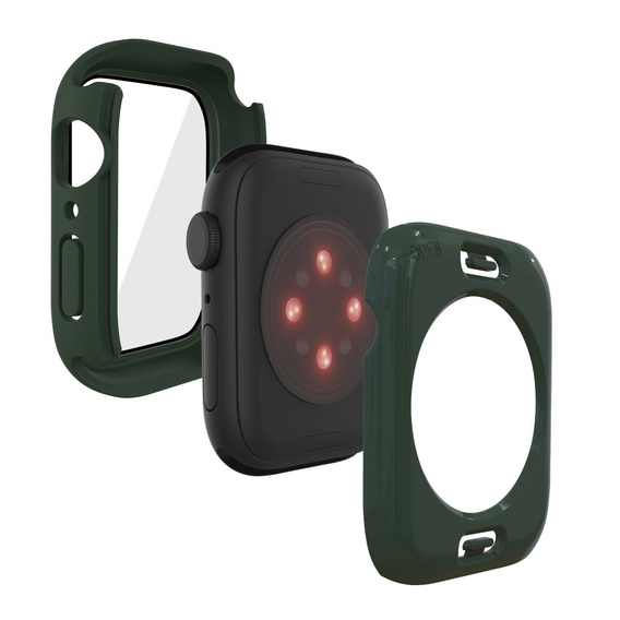 2w1 Etui + Szkło Hartowane do Apple Watch 7/8/9 45MM, Zielone