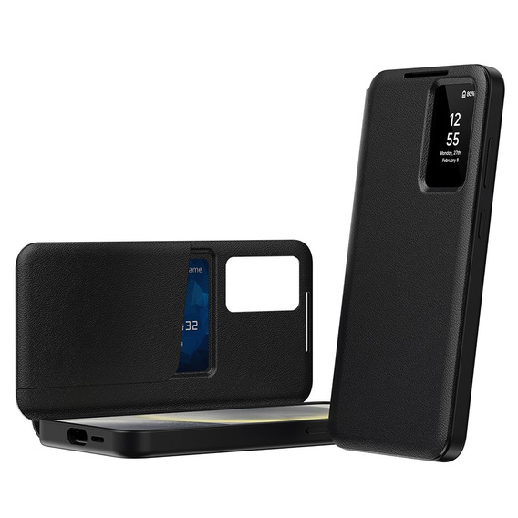 Etui z klapką do Samsung Galaxy S24 FE, Smart View Wallet, czarne