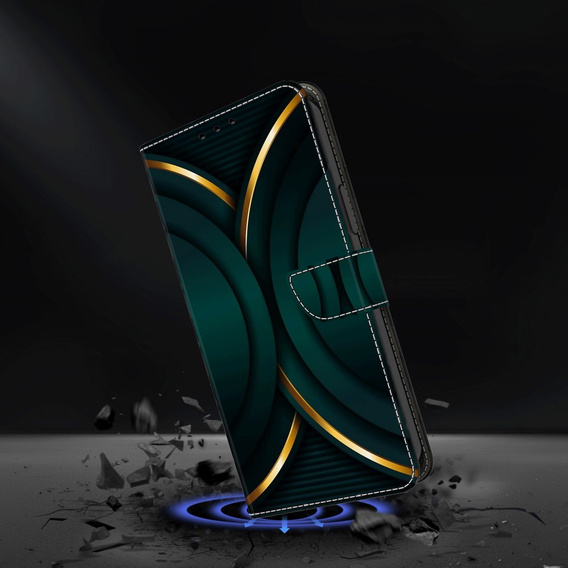 Etui z klapką do Xiaomi Redmi Note 12 4G, Wallet, Contour zielone / złote