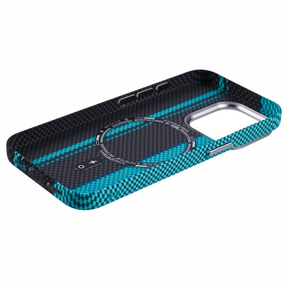 Etui do iPhone 13 Pro, Carbon Fiber MagSafe, czarne / niebieskie