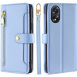 Etui z klapką do Oppo A38 / A18 4G, Wallet Zipper Pocket, niebieskie