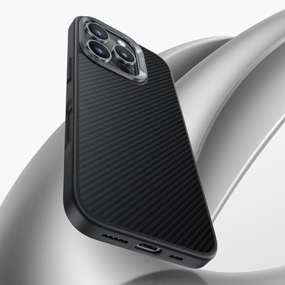 Etui BENKS Kevlar do iPhone 16 Pro Max, Carbon Fiber, do MagSafe, czarne
