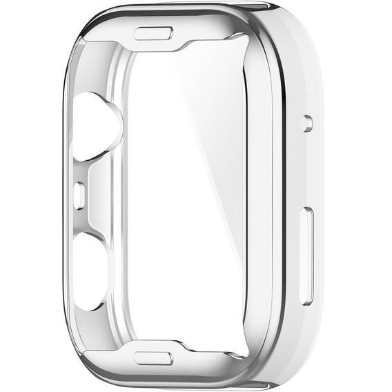 2w1 Etui silikonowe z osłoną ekranu do Huawei Watch Fit 4 – lekka ochrona wyświetlacza i boków - srebrne
