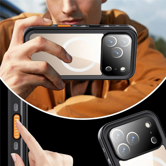 Etui do iPhone 17 Pro, Wodoodporne IP68, SHELLBOX MagSafe, czarne