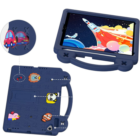 Etui do iPad 10.2" 2021/2020/2019 (9/8/7 gen.) / Air 10.5" 2019 (3 gen.) , Cute Patterns, z podstawką, Granatowe