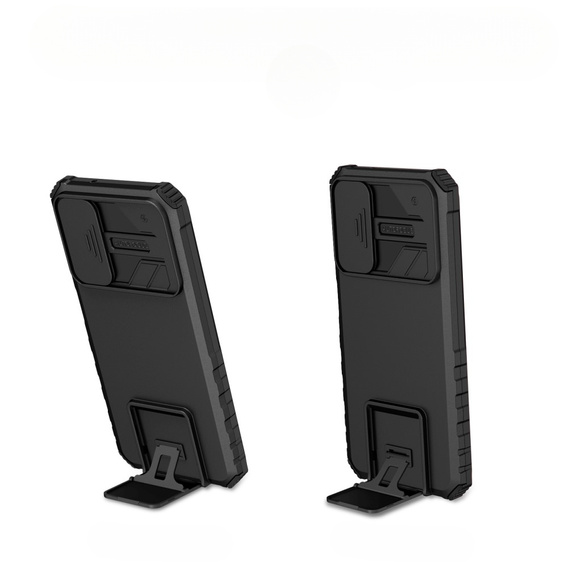 Etui pancerne do Samsung Galaxy A14 4G/5G, Camshield z podstawką, Czarne