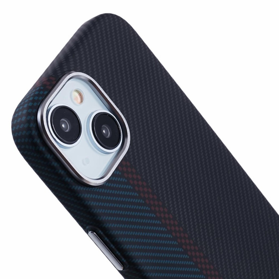 Etui do iPhone 15, Carbon Fiber MagSafe, czarne / niebieskie