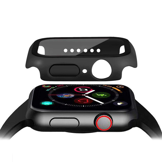 2w1 Etui + Szkło Hartowane do Apple Watch 4/5/6/SE 44MM, Czarne