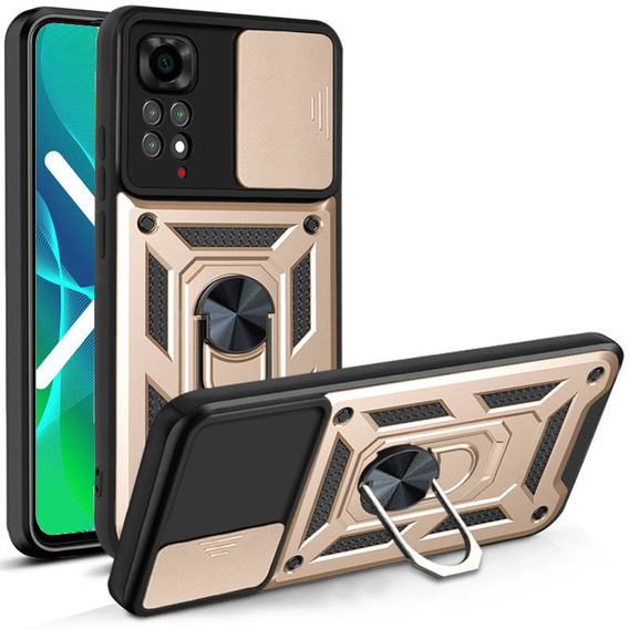Etui pancerne do Xiaomi Redmi Note 11, CamShield Slide, złote