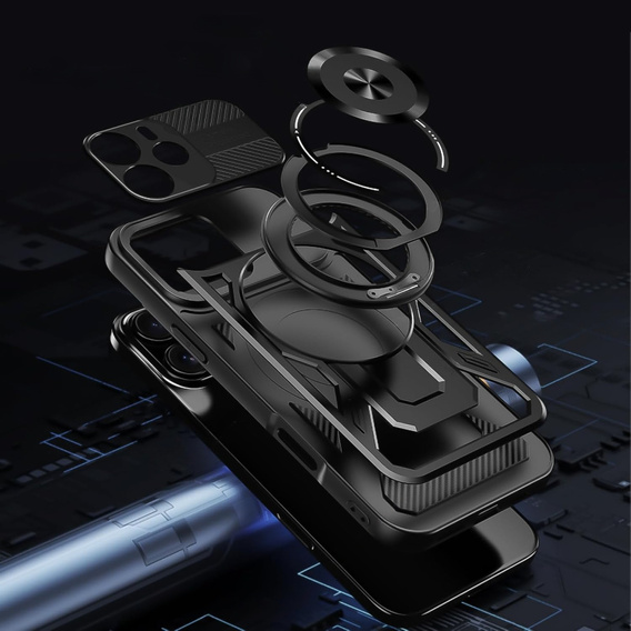 Etui Pancerne z Podstawką do Xiaomi Redmi Note 14 4G – Czarny