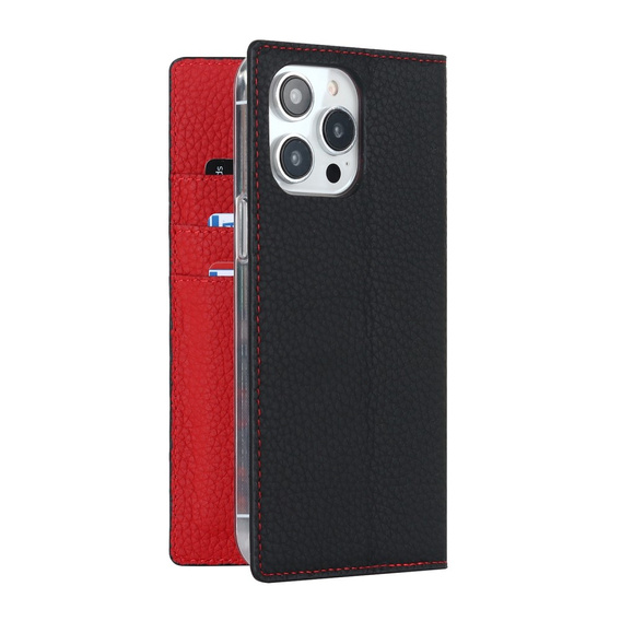 Etui z klapką do iPhone 14 Pro Max, Litchi Skin Grain, czarne