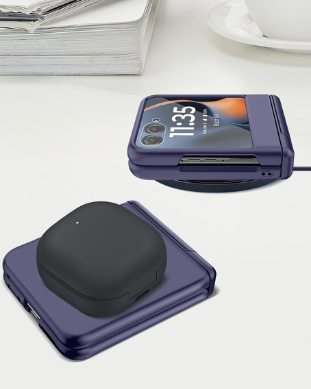 Etui do Motorola Razr 60 Ultra, PC Case, ze szkłem i podstawką, fioletowe