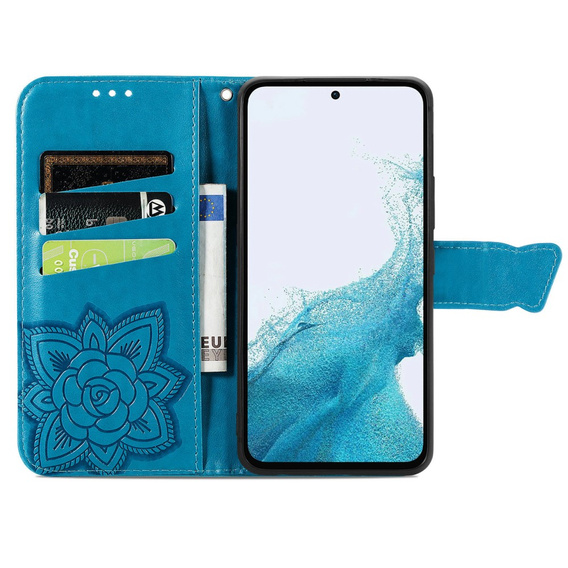 Etui z klapką do Samsung Galaxy A17 5G, portfelowe, Motyl, niebieskie