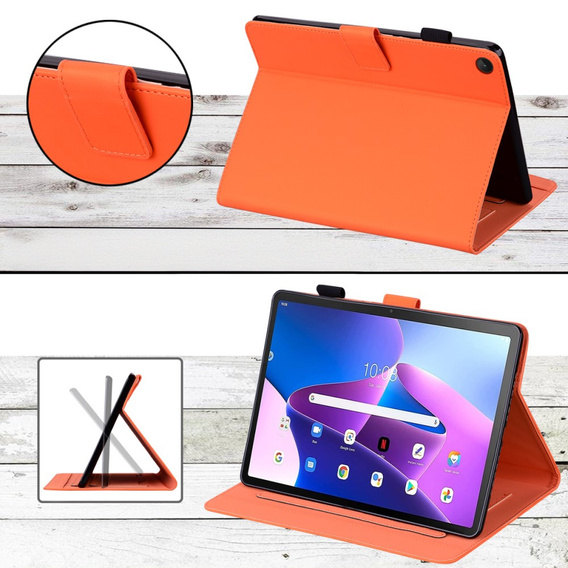 Etui do Lenovo Tab M10 Plus 10.6 Gen 3, z klapką, animal, pomarańczowe