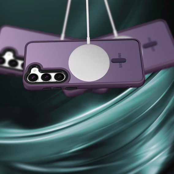Etui do Samsung Galaxy S21 FE, do MagSafe, ERBORD Matt Case, ciemnofioletowe + Szkło na ekran