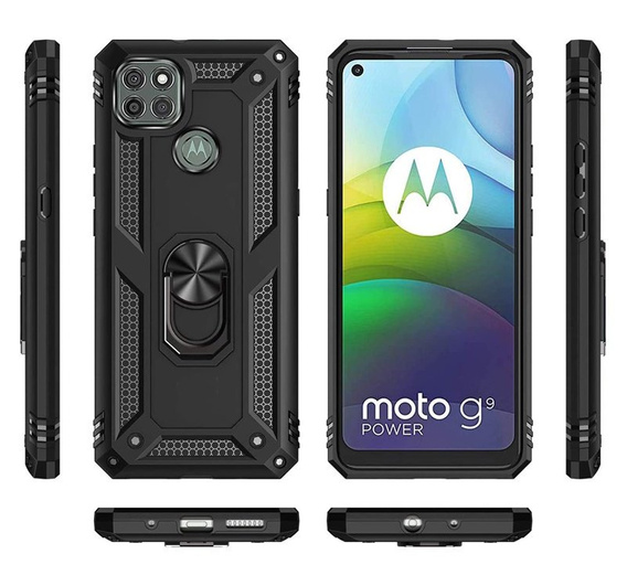 Etui pancerne do Motorola Moto G9 Power, Nox Case Ring, czarne