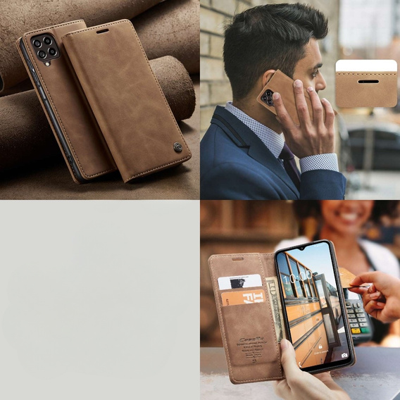 Etui CASEME do Samsung Galaxy M33 5G, Leather Wallet Case, brązowe