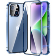 Etui do iPhone 15 Plus, Magnetic Dual Glass, niebieskie